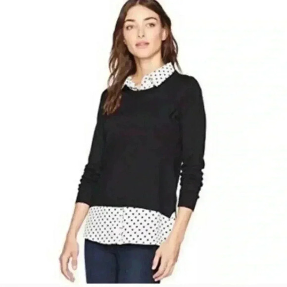 ADRIANA PAPELL BLACK SWEATER BLOUSE S - Picture 1 of 4